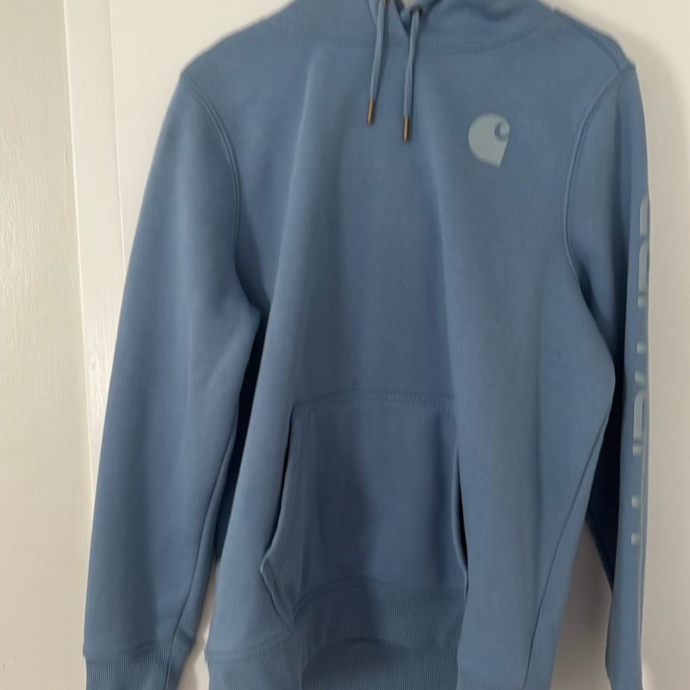 Carhartt Blue Pullover Hoodie with Adjustable Drawstring